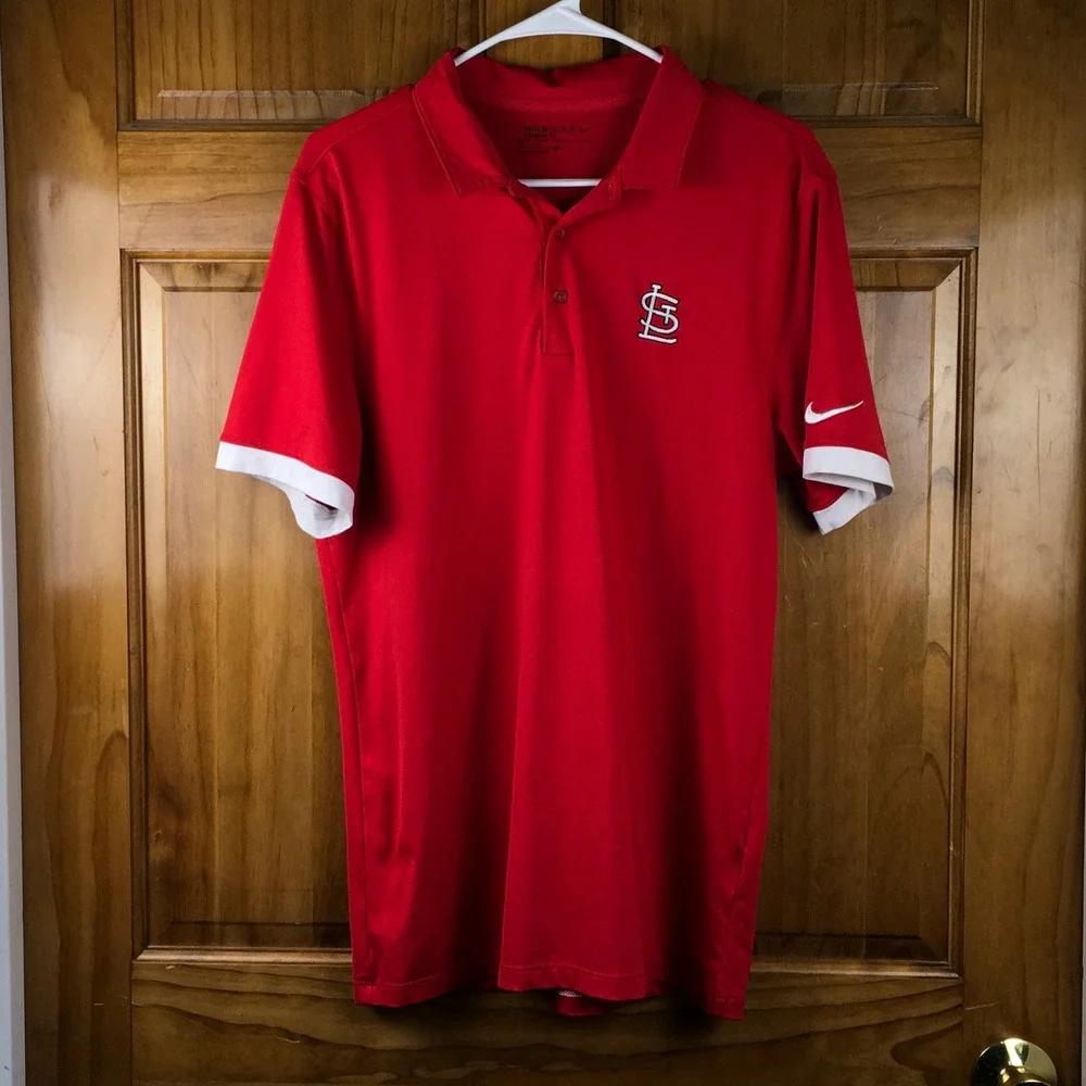 Nike Golf St Louis Cardinals Red Polo Shirt Mens Small Dri-FIT MLB Baseball STL